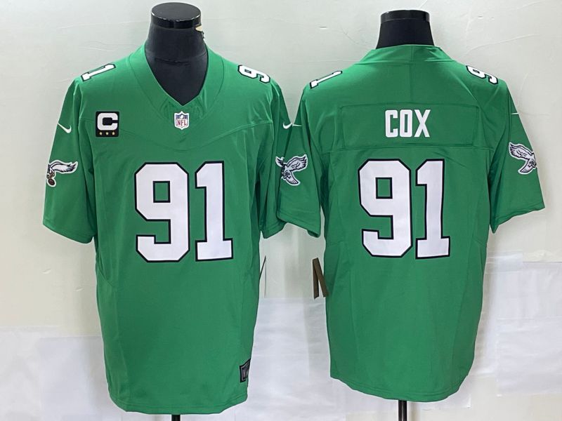 Men Philadelphia Eagles #91 Cox Green Throwback 2023 Nike Vapor Limited NFL Jerseys